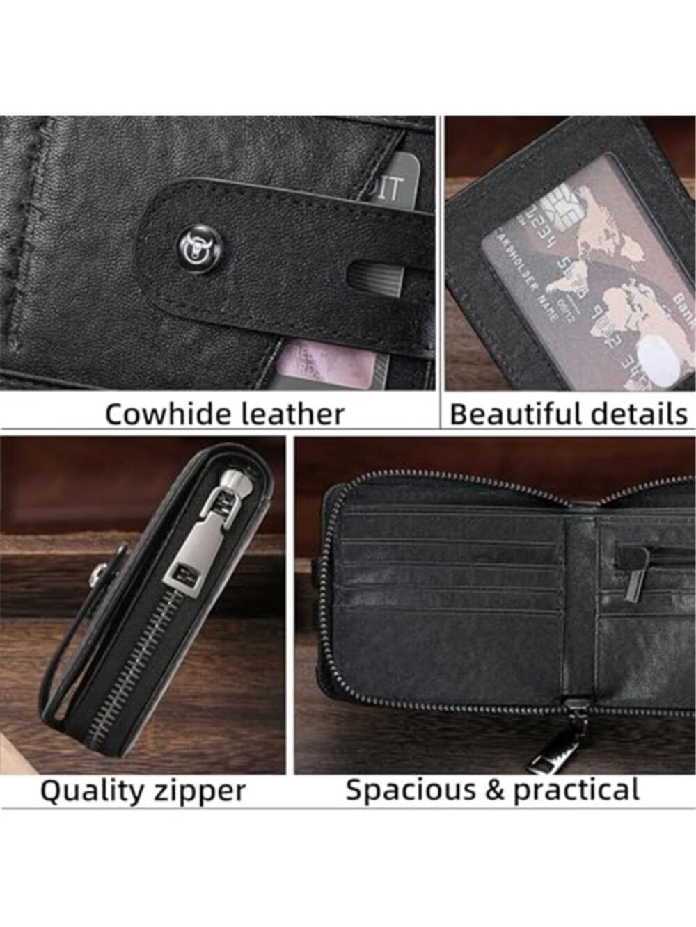 Men's Genuine Leather Wallet with Zipper - Picture 6 of 6
